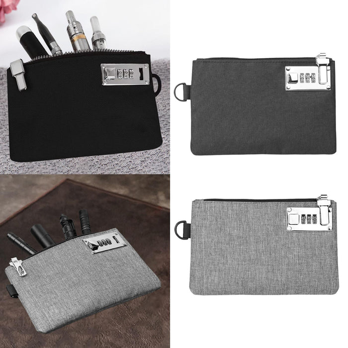 Crofta Lockable Money Purse Utility Small Items Storage Bag for Passports Phones Keys Black