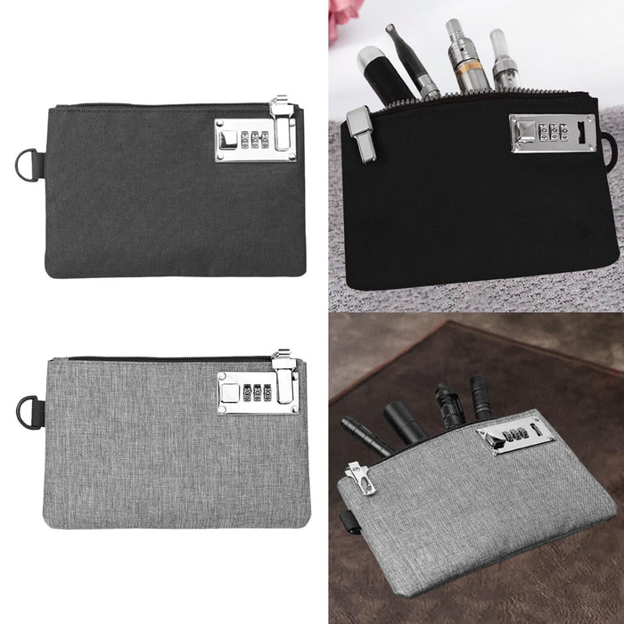 Crofta Lockable Money Purse Utility Small Items Storage Bag for Passports Phones Keys Black