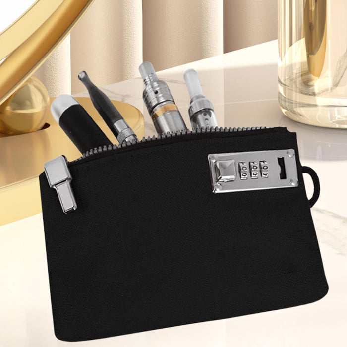 Crofta Lockable Money Purse Utility Small Items Storage Bag for Passports Phones Keys Black