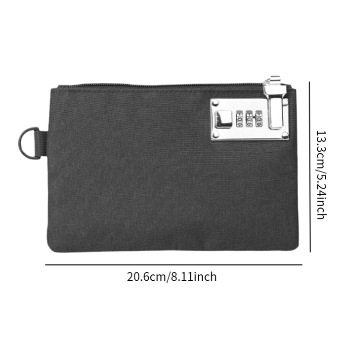 Crofta Lockable Money Purse Utility Small Items Storage Bag for Passports Phones Keys Black