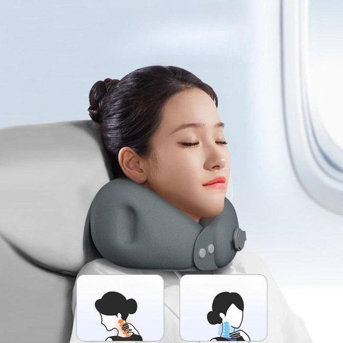 Crofta Travel Pillow Inflatable Soft Inflatable Pillow for Plane Hiking Home Office No Storage Case