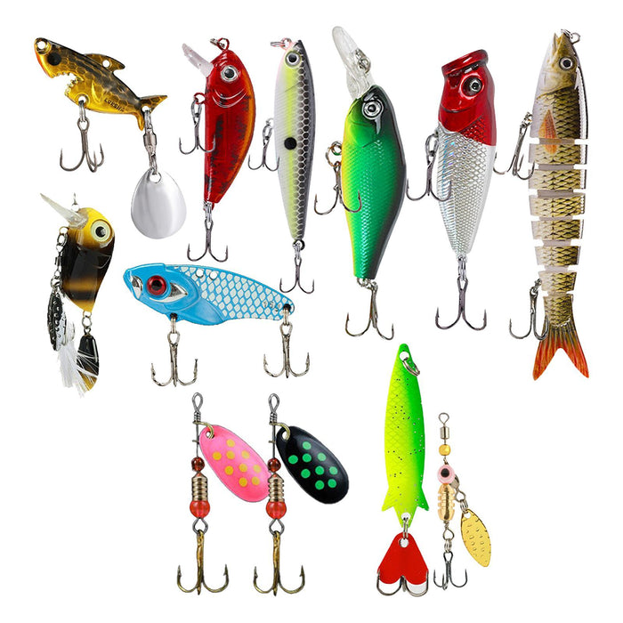 Crofta 12 Pieces Bass Fishing Lures Saltwater and Freshwater 3D Lifelike Crankbaits