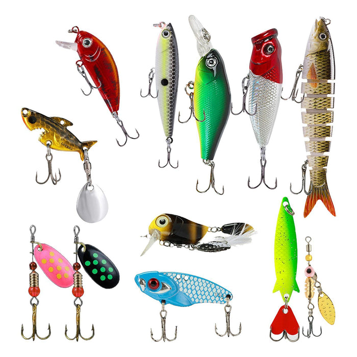 Crofta 12 Pieces Bass Fishing Lures Saltwater and Freshwater 3D Lifelike Crankbaits