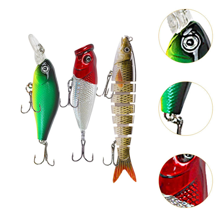 Crofta 12 Pieces Bass Fishing Lures Saltwater and Freshwater 3D Lifelike Crankbaits