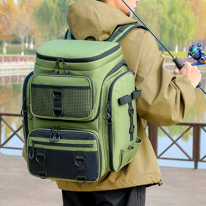 Crofta Fishing Backpack Rucksack Tackle Box Stores for Mountaineering Biking Hunting Green