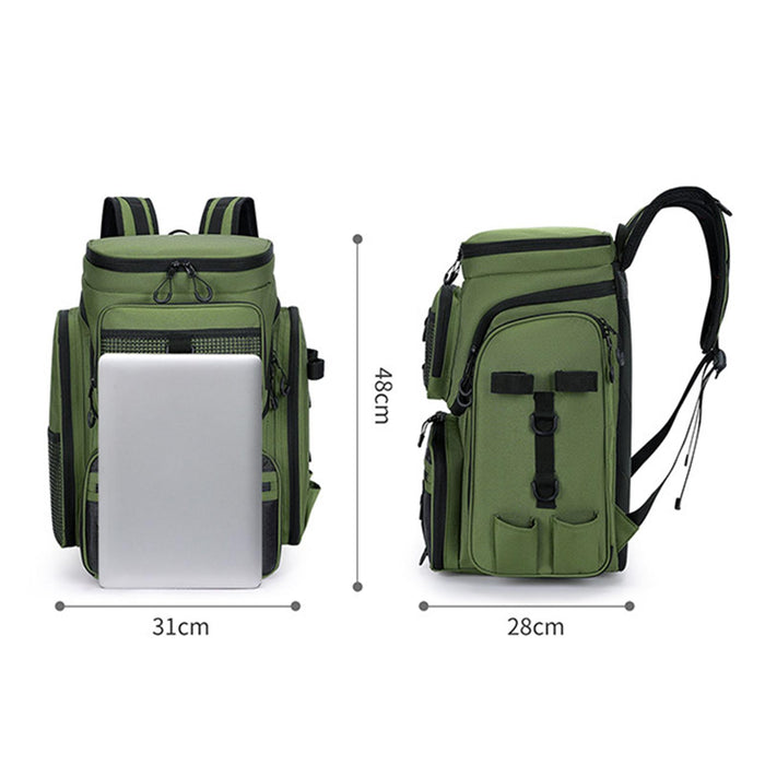 Crofta Fishing Backpack Rucksack Tackle Box Stores for Mountaineering Biking Hunting Green