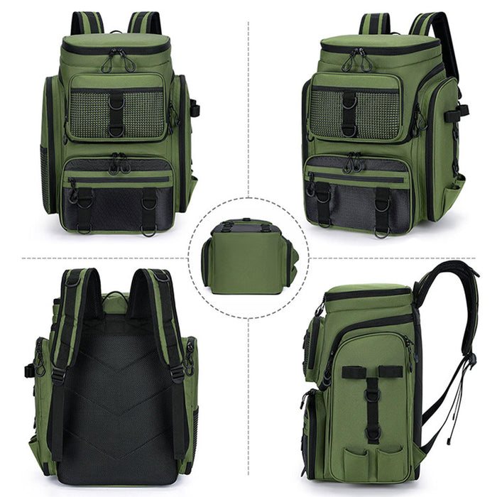 Crofta Fishing Backpack Rucksack Tackle Box Stores for Mountaineering Biking Hunting Green