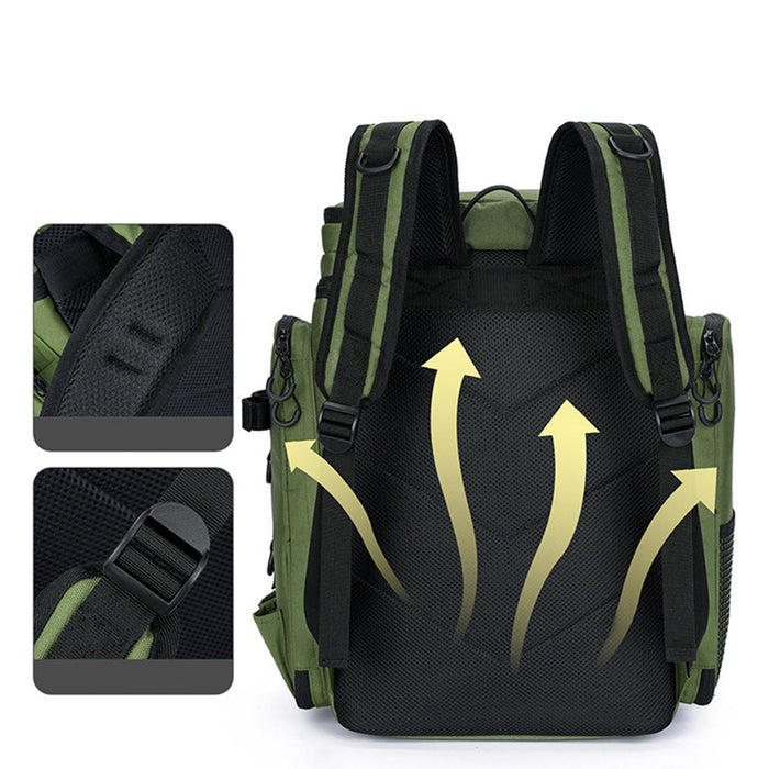 Crofta Fishing Backpack Rucksack Tackle Box Stores for Mountaineering Biking Hunting Green