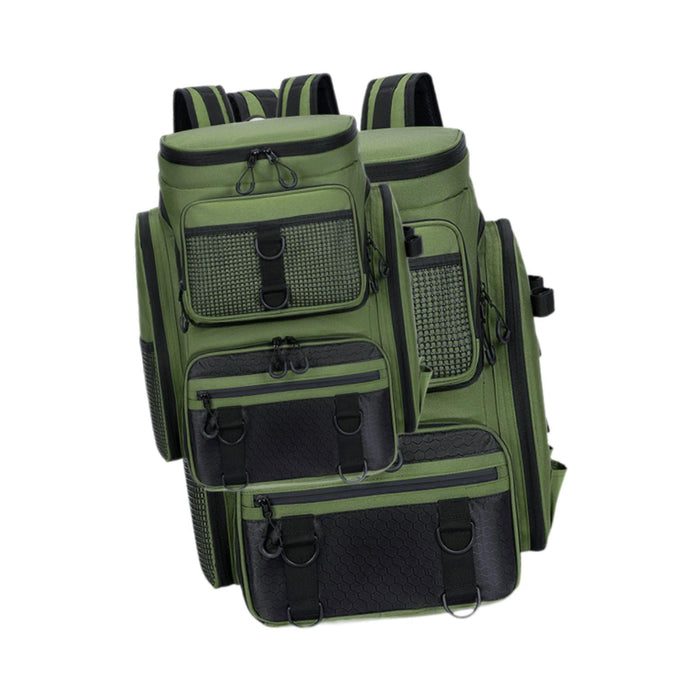 Crofta Fishing Backpack Rucksack Tackle Box Stores for Mountaineering Biking Hunting Green