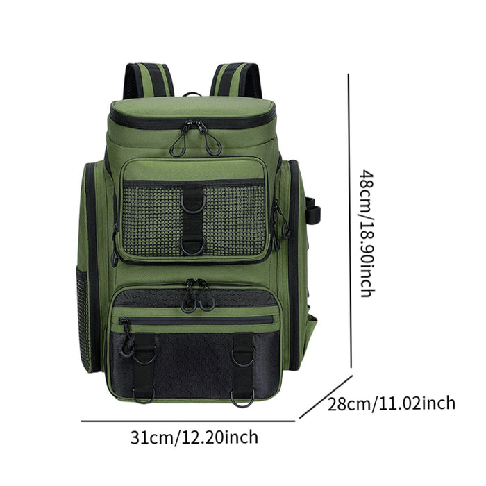 Crofta Fishing Backpack Rucksack Tackle Box Stores for Mountaineering Biking Hunting Green