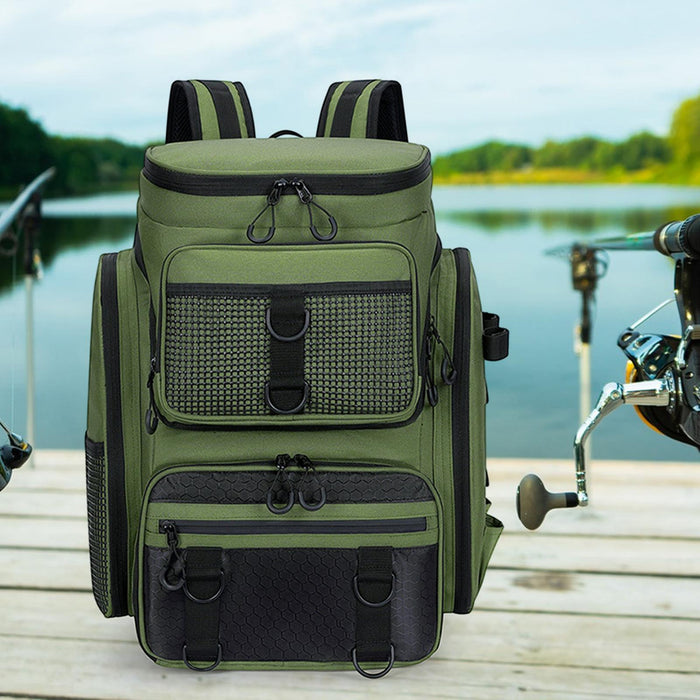 Crofta Fishing Backpack Rucksack Tackle Box Stores for Mountaineering Biking Hunting Green