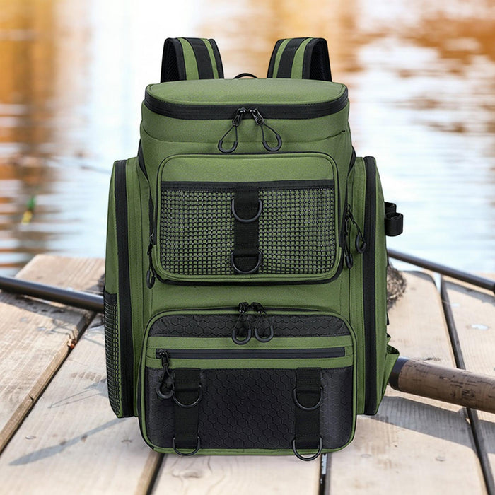 Crofta Fishing Backpack Rucksack Tackle Box Stores for Mountaineering Biking Hunting Green