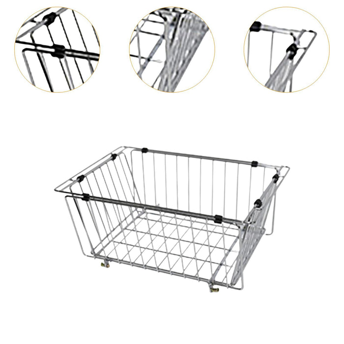 Crofta Wire Folding Basket Iron Rustproof Portable for Travel Hiking Picnic Outdoor Silver