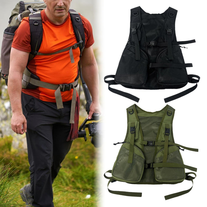 Crofta Vest Bag with Multiple Pockets Breathable Daypack for Biking Hunting Outdoor Black