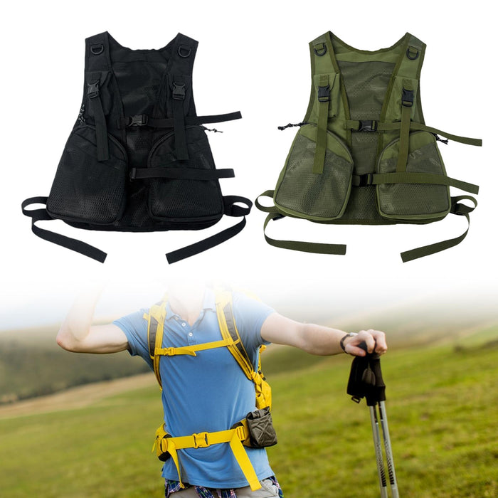 Crofta Vest Bag with Multiple Pockets Breathable Daypack for Biking Hunting Outdoor Black