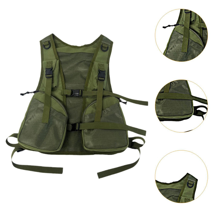 Crofta Vest Bag with Multiple Pockets Breathable Daypack for Biking Hunting Outdoor Green