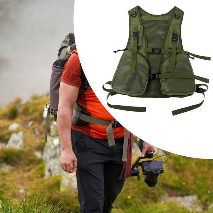 Crofta Vest Bag with Multiple Pockets Breathable Daypack for Biking Hunting Outdoor Green