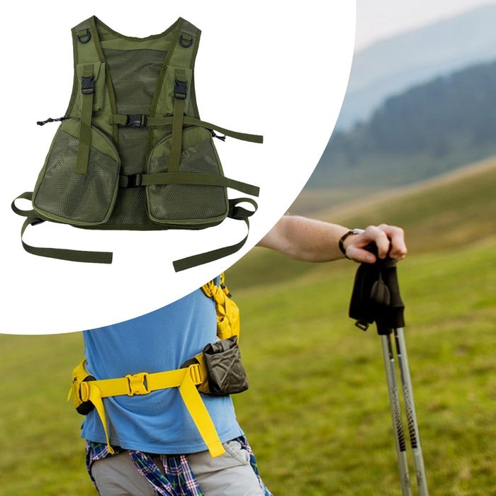 Crofta Vest Bag with Multiple Pockets Breathable Daypack for Biking Hunting Outdoor Green