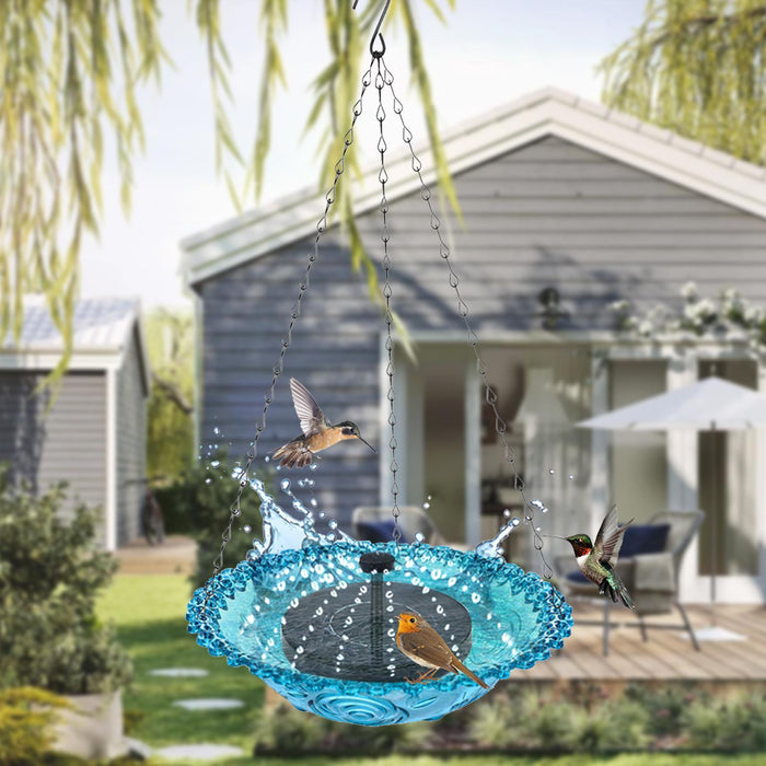 Crofta Hanging Bird Bath Sturdy 9 inch with Fountain for Garden Patio Outdoor Blue