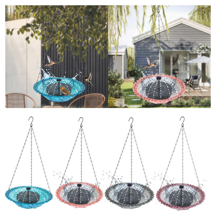 Crofta Hanging Bird Bath Sturdy 9 inch with Fountain for Garden Patio Outdoor Blue