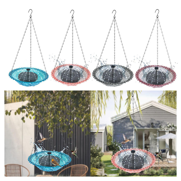 Crofta Hanging Bird Bath Sturdy 9 inch with Fountain for Garden Patio Outdoor Blue