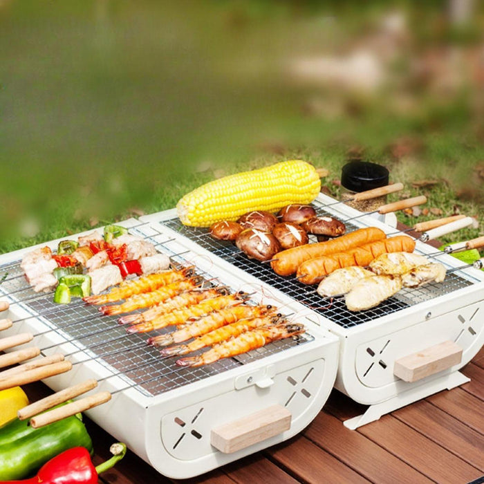 Crofta Barbecue Grill Double Sided Iron Charcoal Grill for Terrace Cooking Backyard