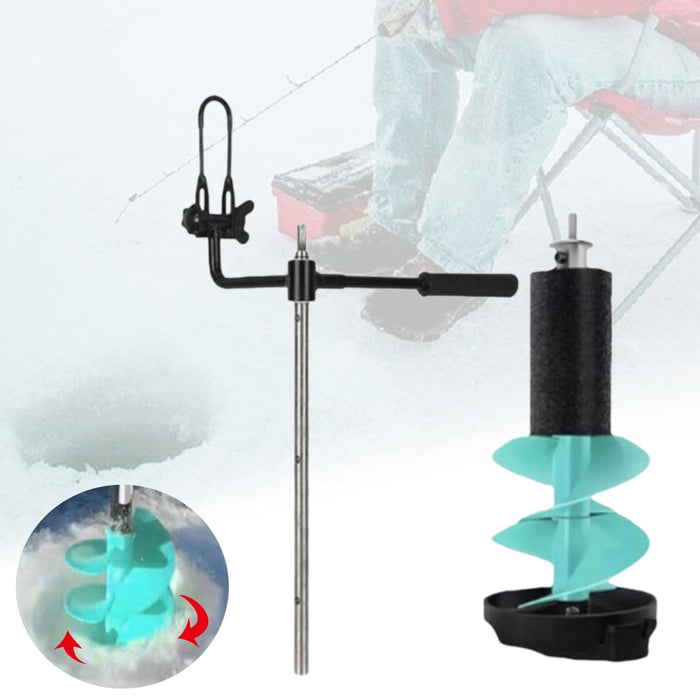 Crofta Ice Auger Aluminum Alloy Sturdy Portable Ice Drill Tool Ice Fishing Supplies 6 inch Short Blue