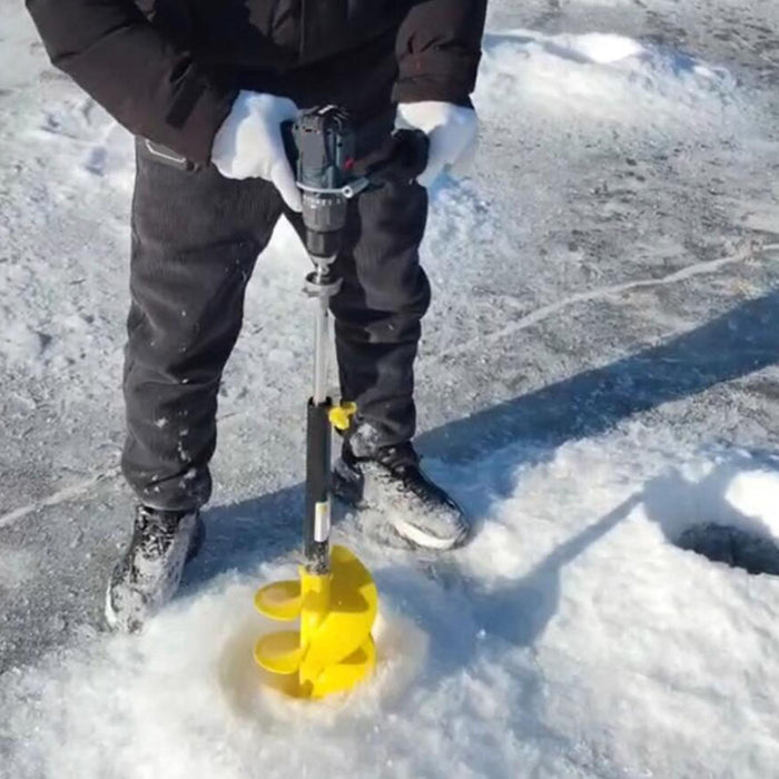 Crofta Ice Auger Aluminum Alloy Sturdy Portable Ice Drill Tool Ice Fishing Supplies 8 inch Yellow Float