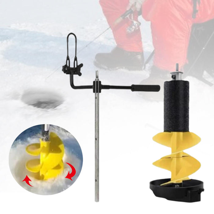 Crofta Ice Auger Aluminum Alloy Sturdy Portable Ice Drill Tool Ice Fishing Supplies 8 inch Yellow Float