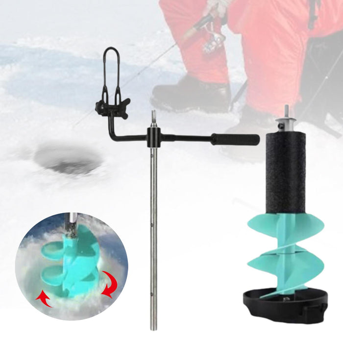 Crofta Ice Auger Aluminum Alloy Sturdy Portable Ice Drill Tool Ice Fishing Supplies 8 inch Blue Float