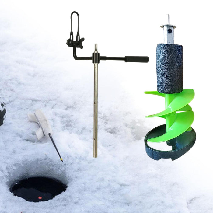 Crofta Ice Auger 8 inch Diameter Parts for Winter Sports Winter Fishing Ice Fishing with 50cm Rod