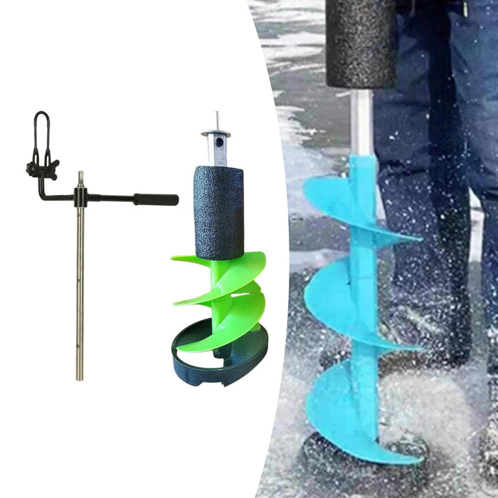 Crofta Ice Auger 8 inch Diameter Parts for Winter Sports Winter Fishing Ice Fishing with 50cm Rod