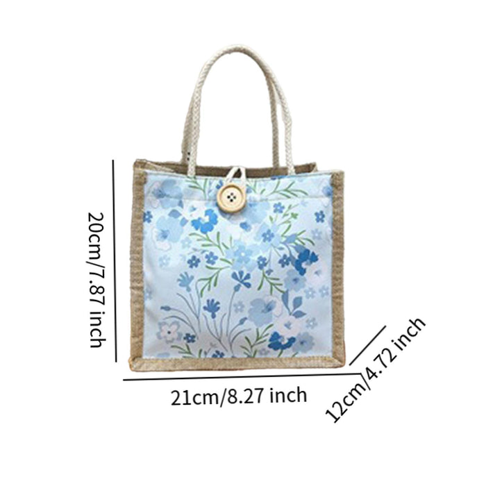 Crofta Womens Tote Bag Travel Tote Casual Handbag for Working Leisure Spring Summer Blue with Button