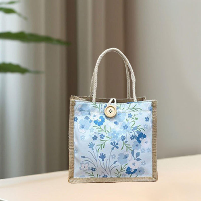 Crofta Womens Tote Bag Travel Tote Casual Handbag for Working Leisure Spring Summer Blue with Button