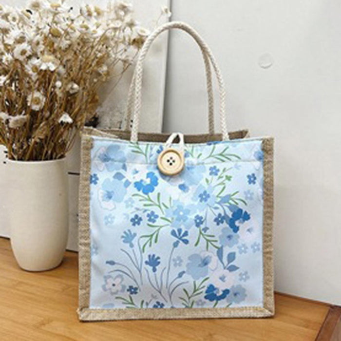 Crofta Womens Tote Bag Travel Tote Casual Handbag for Working Leisure Spring Summer Blue with Button