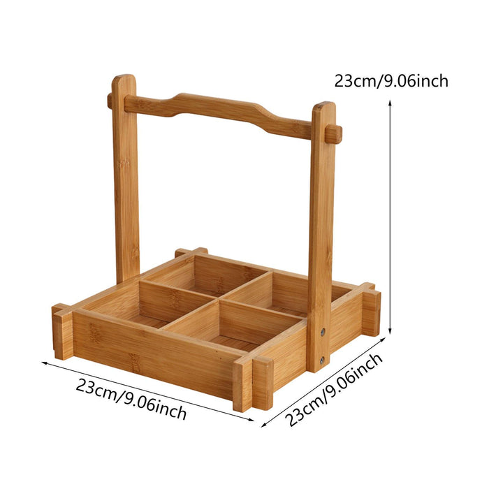 Crofta Bamboo Serving Tray Portable Snack Basket for Teahouse Restaurant Countertop