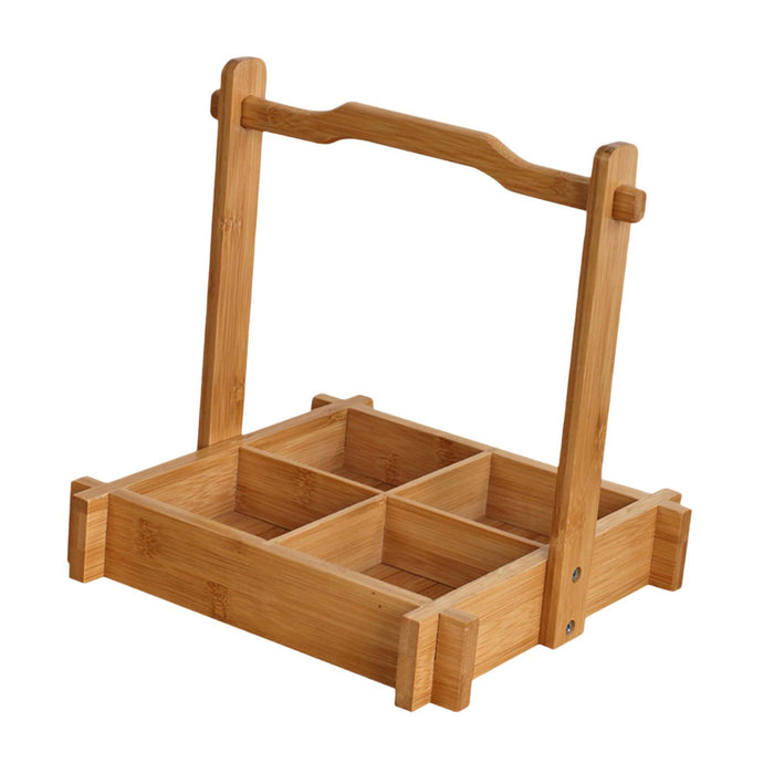 Crofta Bamboo Serving Tray Portable Snack Basket for Teahouse Restaurant Countertop