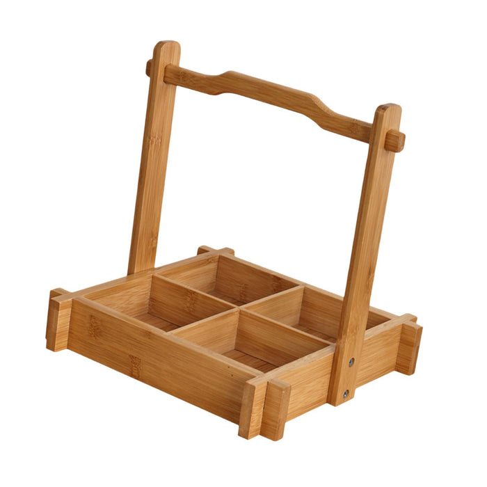 Crofta Bamboo Serving Tray Portable Snack Basket for Teahouse Restaurant Countertop