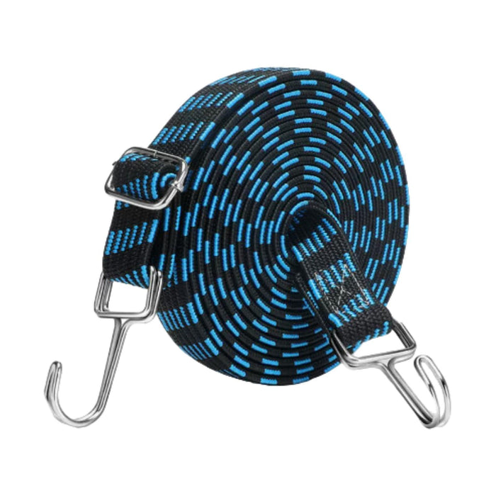 Crofta Elastic Luggage Rope Straps Bungee Cords for Tents, Heavy Objects Latex Core Blue Black 5m