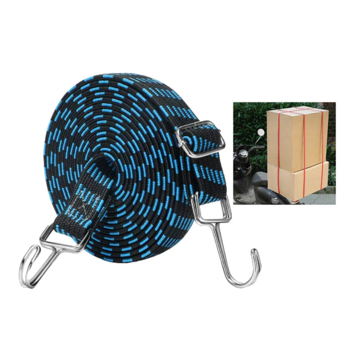 Crofta Elastic Luggage Rope Straps Bungee Cords for Tents, Heavy Objects Latex Core Blue Black 5m