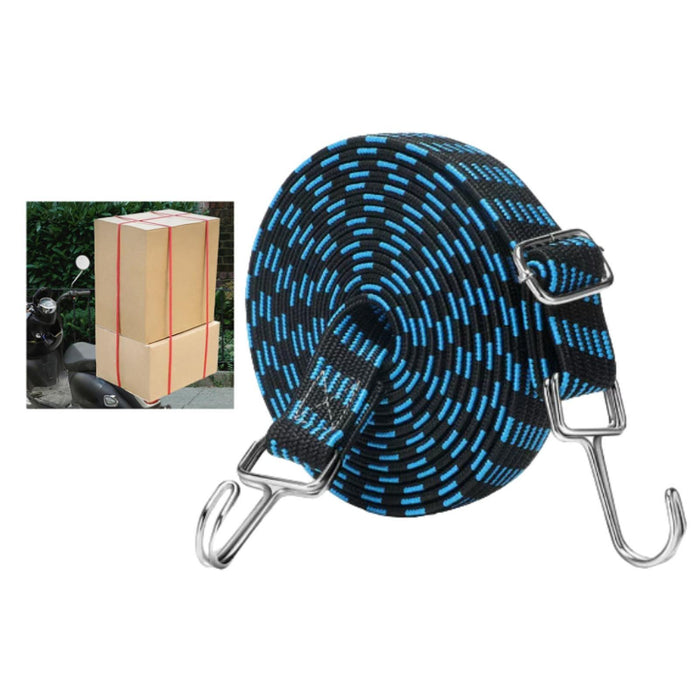 Crofta Elastic Luggage Rope Straps Bungee Cords for Tents, Heavy Objects Latex Core Blue Black 5m