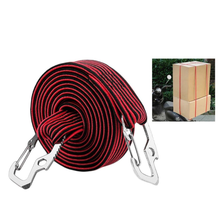 Crofta Elastic Luggage Rope Straps Bungee Cords for Tents, Heavy Objects Latex Core Red Black 2m