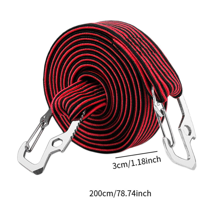 Crofta Elastic Luggage Rope Straps Bungee Cords for Tents, Heavy Objects Latex Core Red Black 2m