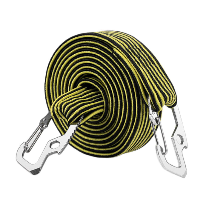 Crofta Elastic Luggage Rope Straps Bungee Cords for Tents, Heavy Objects Latex Core Yellow Black 2m