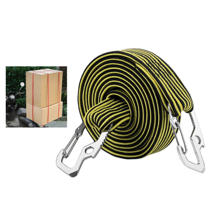 Crofta Elastic Luggage Rope Straps Bungee Cords for Tents, Heavy Objects Latex Core Yellow Black 2m