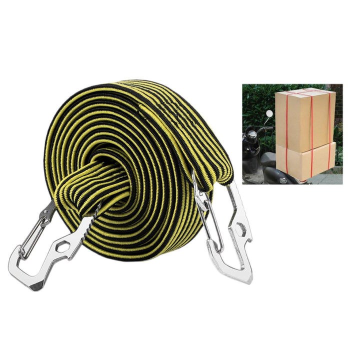 Crofta Elastic Luggage Rope Straps Bungee Cords for Tents, Heavy Objects Latex Core Yellow Black 2m