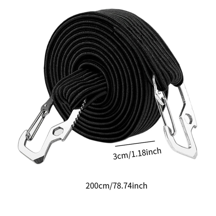 Crofta Elastic Luggage Rope Straps Bungee Cords for Tents, Heavy Objects Latex Core Black 2m