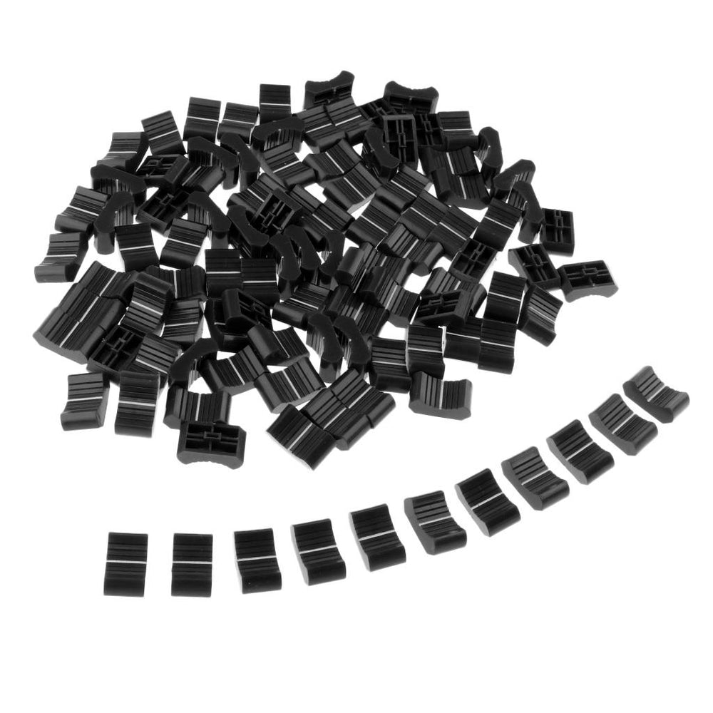 Crofta 100 Pieces Touch Sensitive Slider Mixer Fader Knob Caps 4mm Slot black