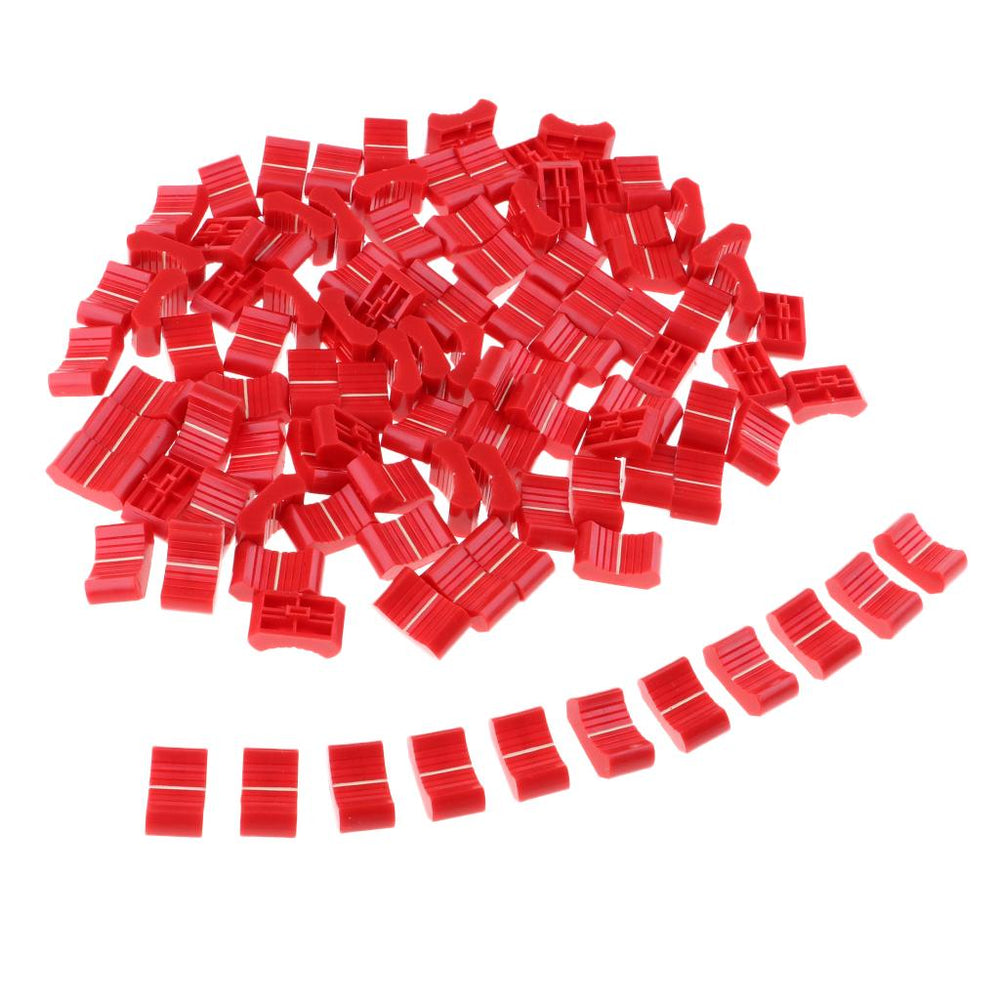 Crofta 100 Pieces Touch Sensitive Slider Mixer Fader Knob Caps 4mm Slot red