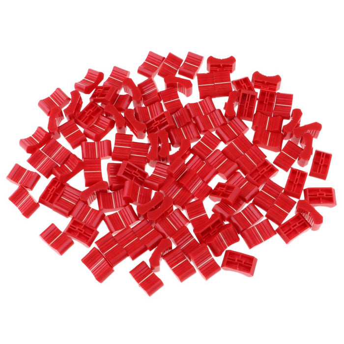 Crofta 100 Pieces Touch Sensitive Slider Mixer Fader Knob Caps 4mm Slot red